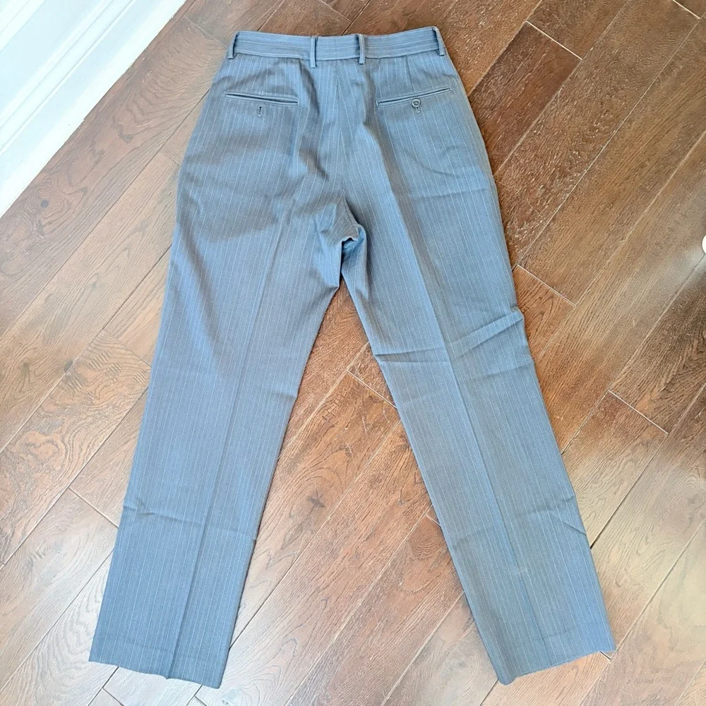 DKNY Pinstripe Flat Front Wool Blend Trousers